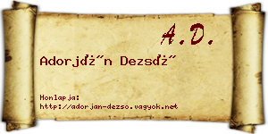 Adorján Dezső névjegykártya